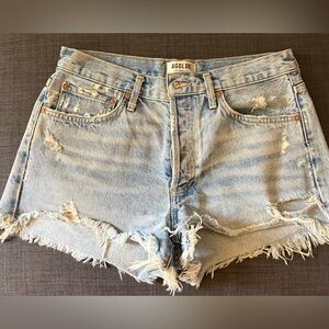 Agolde parker cutoff denim shorts